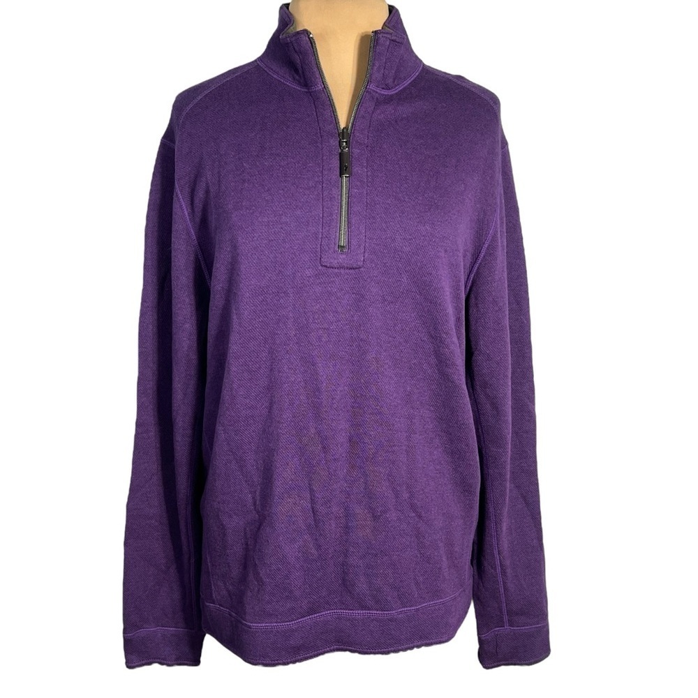 Tommy Bahama Reversible Half-Zip Sweater
Regal Purple/Army Green Men’s Medium - Picture 3 of 15
